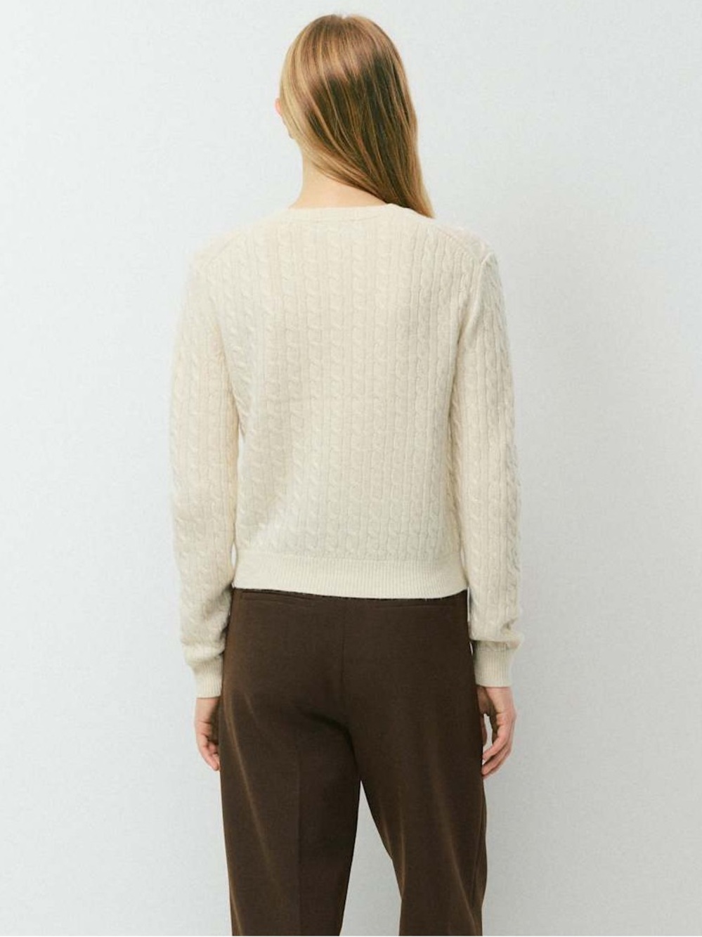 Aritzia Bloor Wool Cashmere Cable Knit Sweater Seaside Cream Small - Picture 8 of 15